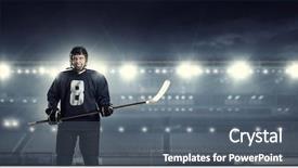  Presentation with ice hockey - Slide set consisting of hockey player on ice mixed background and a gray colored foreground