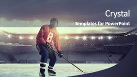  Presentation with ice hockey in canada - Colorful theme enhanced with hockey player on ice mixed backdrop and a dark gray colored foreground