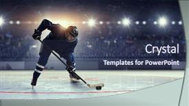  Presentation with ice hockey - Colorful PPT layouts enhanced with hockey player on ice mixed backdrop and a tawny brown colored foreground