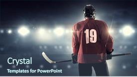  Presentation with ice hockey - PPT theme featuring hockey player on ice mixed background and a ocean colored foreground
