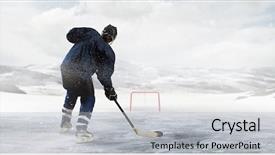  Presentation with ice hockey nhl - Slide set featuring hockey player on the ice background and a light gray colored foreground