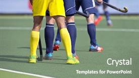  Presentation with teams - Presentation with hockey players from two different background and a gray colored foreground