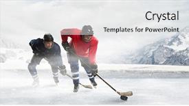  Presentation with ice hockey - PPT layouts consisting of hockey players on the ice background and a white colored foreground