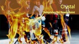  Presentation with school sport - Amazing slide deck having hockey players team group meeting backdrop and a  colored foreground