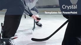  Presentation with hockey puck - Slides enhanced with hockey-referee-holding-puck-over background and a ocean colored foreground