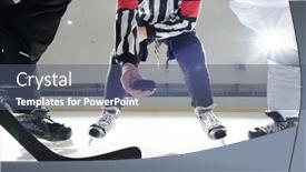  Presentation with referee - Audience pleasing theme consisting of hockey-referee-with-puck-standing backdrop and a ocean colored foreground