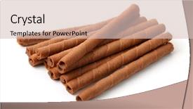  Presentation with wafer - Slide deck consisting of hocolate wafer rolls isolated background and a lemonade colored foreground