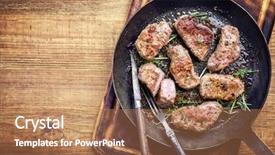 Presentation with steak and pork chops - PPT theme having hog roast - fried saddle of pork steak background and a  colored foreground