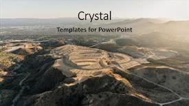  Presentation with los angeles - Presentation theme having hogares y medio ambiente - aerial view of hilltop construction background and a mint green colored foreground