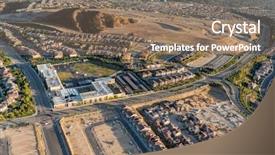  Presentation with ranch - Slide set consisting of hogares y medio ambiente - aerial view of new homes background and a coral colored foreground