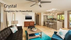  Presentation with room interior design - PPT theme consisting of hogares y medio ambiente - living room in contemporary modern background and a soft green colored foreground