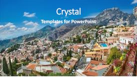  Presentation with italy - Amazing presentation theme having hogares y medio ambiente - panorama of taormina sicily italy backdrop and a teal colored foreground