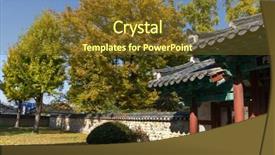  Presentation with korean - Presentation theme with hogares y medio ambiente - traditional walled korean village homes background and a  colored foreground