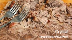  Presentation with wooden - Beautiful presentation design featuring hogs - pulled pork being shredded backdrop and a coral colored foreground