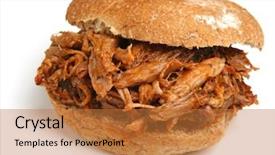  Presentation with pork shredded on grill banana - Colorful PPT layouts enhanced with hogs - pulled pork or hog roast backdrop and a coral colored foreground