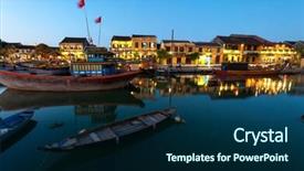  Presentation with history vietnam - Beautiful presentation theme featuring hoi an ancient town vietnam backdrop and a navy blue colored foreground