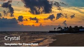  Presentation with sunset beach - Cool new presentation design with hoi-an-beach-at-sunset backdrop and a tawny brown colored foreground