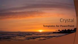  Presentation with sunset beach - PPT theme featuring hoi-an-beach-at-sunset background and a coral colored foreground