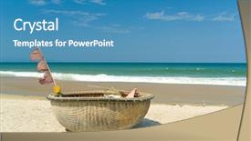  Presentation with fishing boat - Audience pleasing slide set consisting of hoi an da nang vietnam backdrop and a teal colored foreground