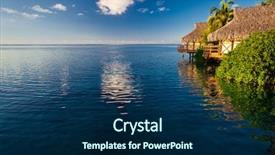  Presentation with blue sky - Presentation design with hoilday houses beach - villas in a tropical resort background and a navy blue colored foreground