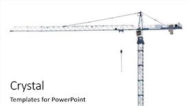  Presentation with white and navy blue - Cool new PPT theme with hoist - blue hoisting crane isolated backdrop and a white colored foreground