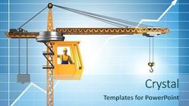  Presentation with hoist - Presentation theme with hoist - crane operator in economic growth background and a sky blue colored foreground
