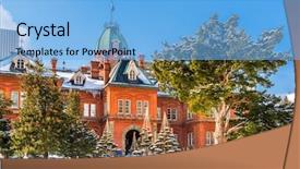  Presentation with government offices - PPT theme enhanced with hokkaido government offices during winter background and a light blue colored foreground