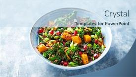  Presentation with pumpkin seeds - Theme with hokkaido pumpkin and quinoa salad background and a sky blue colored foreground