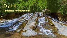  Presentation with bali island typical indonesia - Theme having hol day - rang-reng waterfall on bali island background and a tawny brown colored foreground