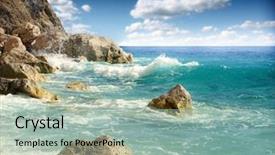  Presentation with rock - Amazing slides having hol day - rock and sea backdrop and a mint green colored foreground