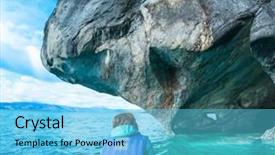  Presentation with caves - Presentation design featuring hol day - woman sits in kayak background and a light blue colored foreground