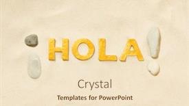  Presentation with white letters - PPT theme featuring hola-spanish-greeting-by-golden background and a lemonade colored foreground
