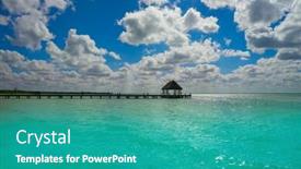  Presentation with hut - Amazing PPT theme having holbox island beach wooden pier hut in quintana roo of mexico backdrop and a teal colored foreground