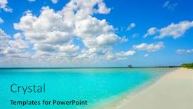  Presentation with hut - Colorful slide deck enhanced with holbox island beach wooden pier hut in quintana roo of mexico backdrop and a cyan colored foreground