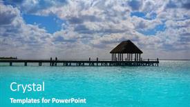  Presentation with hut - Audience pleasing PPT layouts consisting of holbox island beach wooden pier hut in quintana roo of mexico backdrop and a teal colored foreground