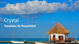  Presentation with hut - PPT theme with holbox island pier hut palapa in mexico quintana roo background and a teal colored foreground