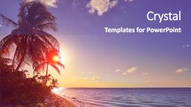  Presentation with tropical beach sunset - Beautiful slide set featuring holbox island sunset beach palm backdrop and a violet colored foreground