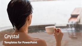  Presentation with hot spring - Presentation featuring hold a cup of coffee background and a tawny brown colored foreground
