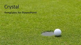  Presentation with golf ball on tee - Amazing slide set having hold at outdoor putting green backdrop and a gold colored foreground