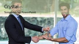  Presentation with third estate - Slides consisting of hold keys - estate agent giving resort key background and a mint green colored foreground