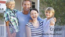  Presentation with moving - Theme featuring hold keys - family moving house background and a light blue colored foreground