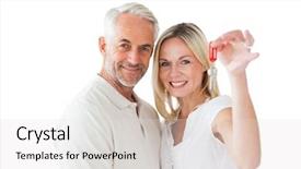  Presentation with happy hour is the best - Cool new PPT theme with hold keys - happy couple showing their new backdrop and a light gray colored foreground