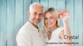  Presentation with work happy hour - Colorful theme enhanced with hold keys - happy couple showing their new backdrop and a soft green colored foreground