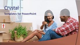  Presentation with black - Presentation design consisting of hold keys - young black couple celebrating their background and a sky blue colored foreground