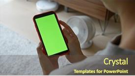  Presentation with green screen - Presentation theme having hold mobile phone with green background and a tawny brown colored foreground
