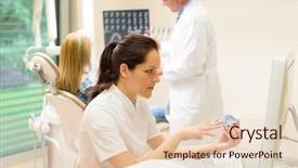  Presentation with dental surgery - Presentation consisting of hold print of teeth dentist background and a  colored foreground