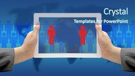  Presentation with hold hand - Slide deck featuring green-orange pumpkin with leaves of rich green and colorful autumn flowers - burning red strong violet and intensive pink - set on juicy green garden lawn bathed in warm light of autumn sunny day background and a tawny brown colored foreground