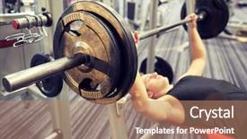  Presentation with bodybuilding - PPT layouts enhanced with hold up train - sport bodybuilding lifestyle and people background and a coral colored foreground