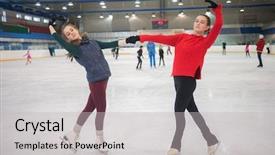  Presentation with ice rink - Presentation featuring hold up train - two graceful girls pose background and a light gray colored foreground
