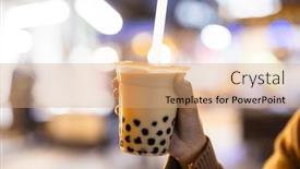  Presentation with bubble milk tea - Presentation design enhanced with hold-with-bubble-milk-tea background and a coral colored foreground